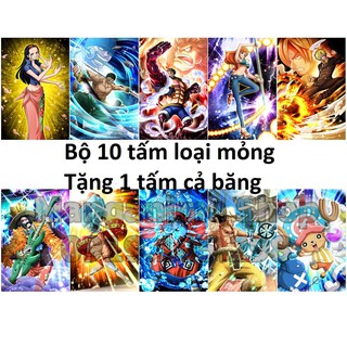 Bộ 10 tấm tranh poster áp phích băng Mũ rơm Onepiece loại mỏng