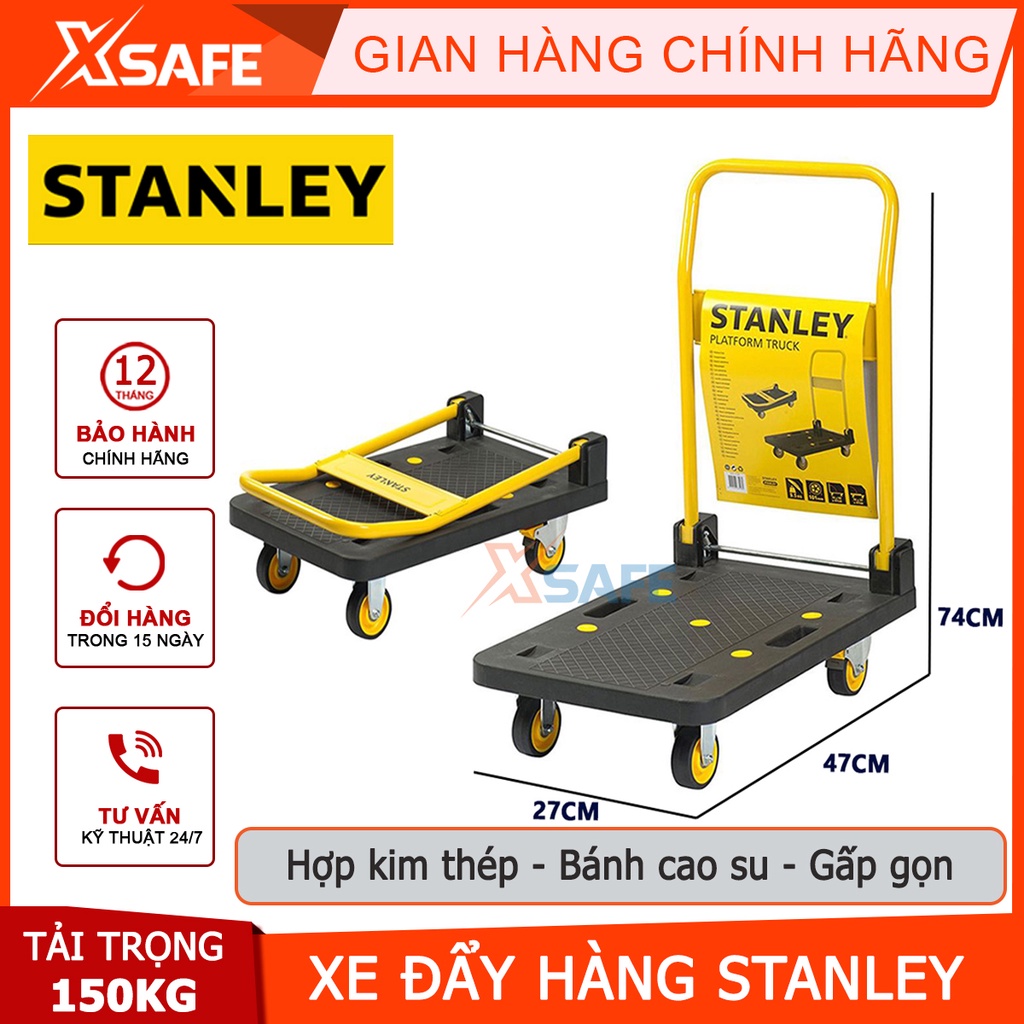 Xe đẩy hàng gấp gọn 4 bánh STANLEY SXWTC-PC508 tải trọng 150kg, tức thời 160kg, bánh xe bọc cao su - chính hãng - xsafe