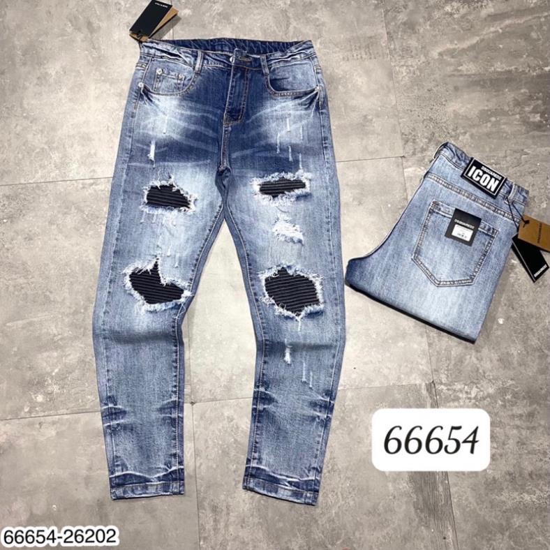 Quần Jeans Nam AMR Vá Da Siêu Cấp - Quần Bò Nam Vá Hot Hiện Nay