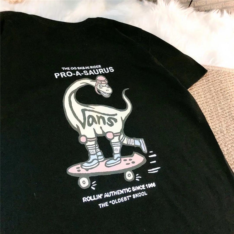 Áo Thun 100% Cotton Tay Ngắn Cổ Tròn Dáng Rộng In Logo VANS OFF Cá Tính Cho Nam Nữ