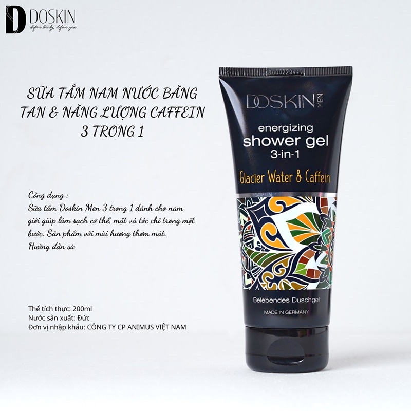 SỮA TẮM NAM DOSKIN THƯƠNG HIỆU ĐỨC 3 TRONG 1