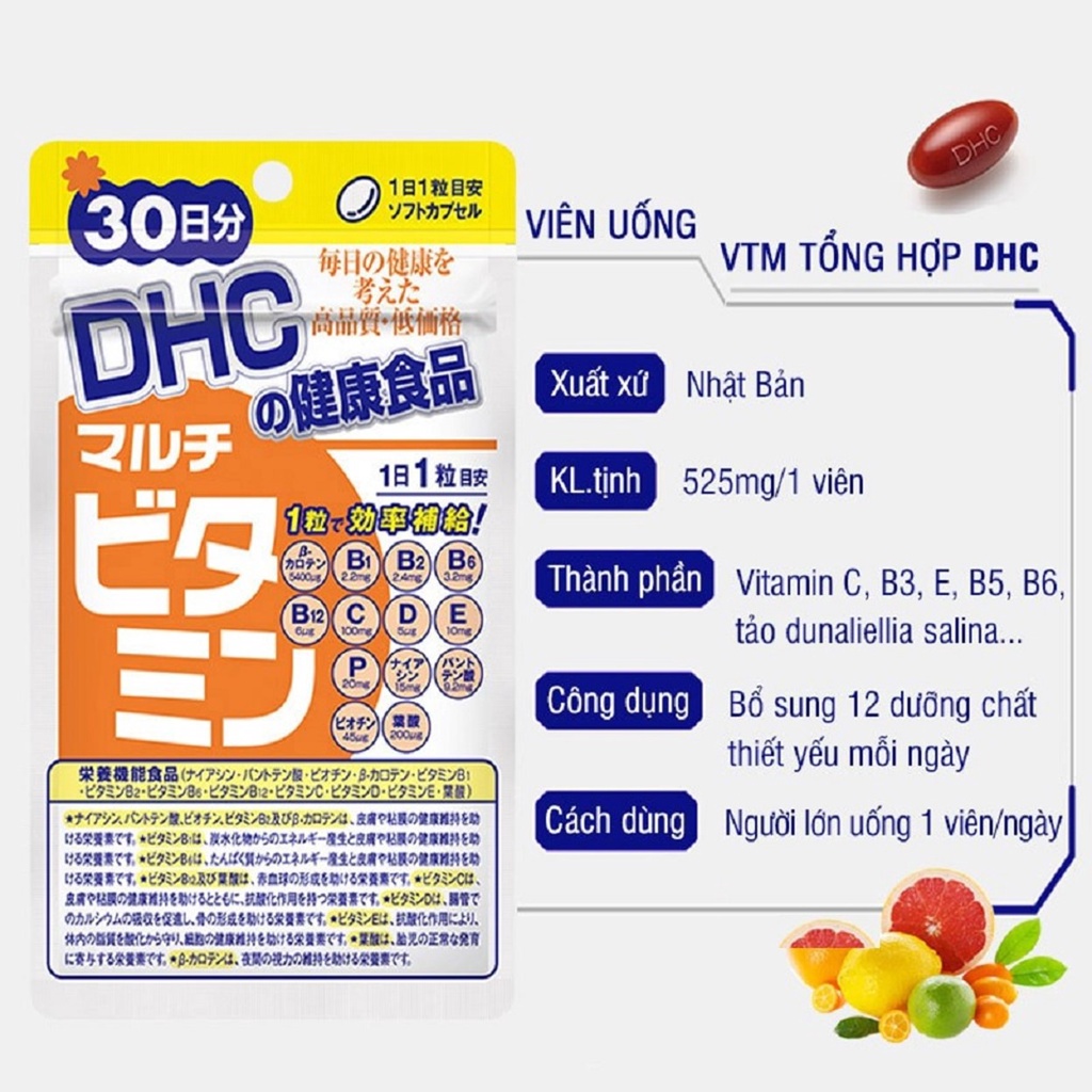 Viên Uống DHC bổ sung Vitamin Nhật Bản 30 ngày (30v/gói, 60v/gói, 120v/gói hoặc 180v/gói)