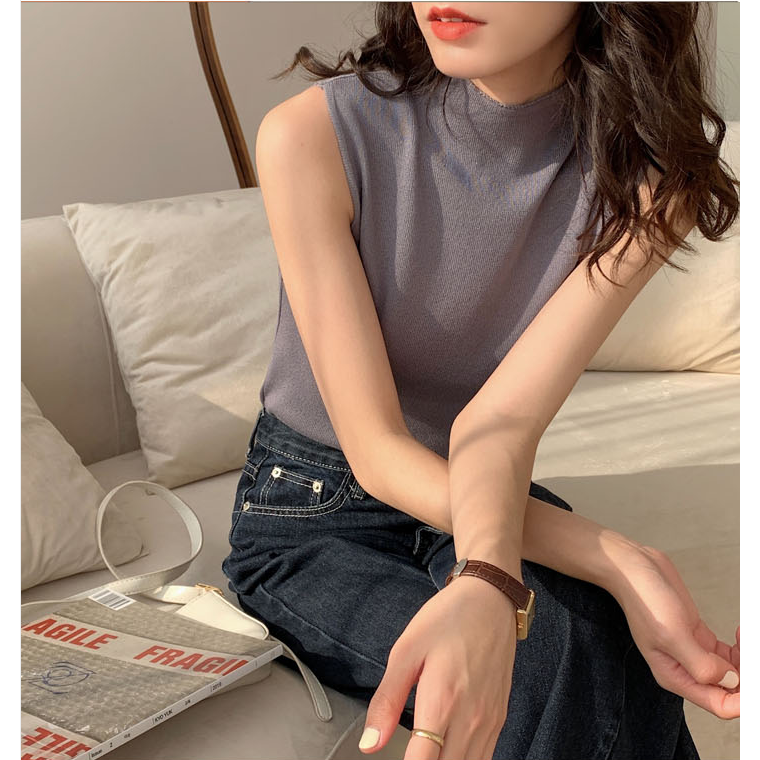 SUXI Áo Len Nữ Không Tay Thời Trang Hàn Quốc