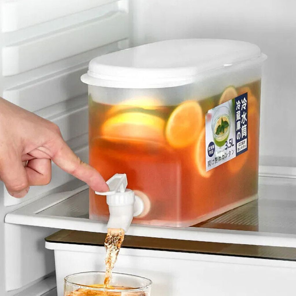 Bình đựng nước nhựa 3500ml có vòi bấm tiện lợi,bình nước để tủ lạnh cỡ lớn dung tích 3.5L bằng nhựa cao cấp