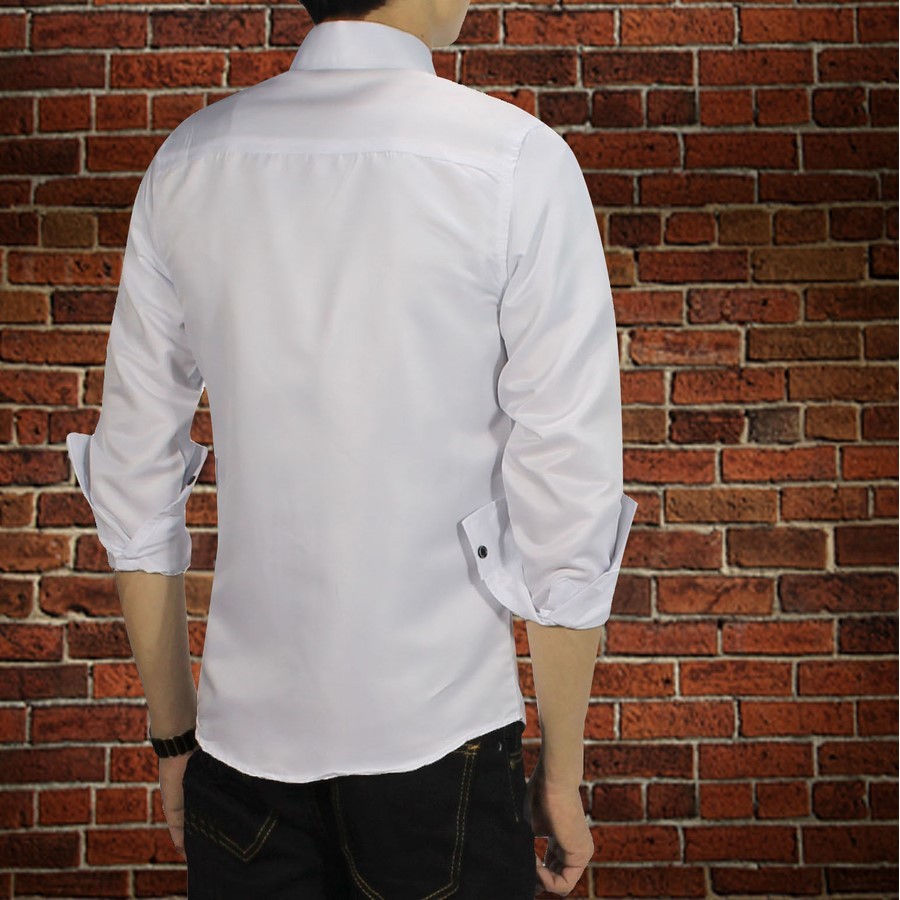 Áo sơ mi trắng dài tay body, áo sơ mi tay dài form slimfit | BigBuy360 - bigbuy360.vn