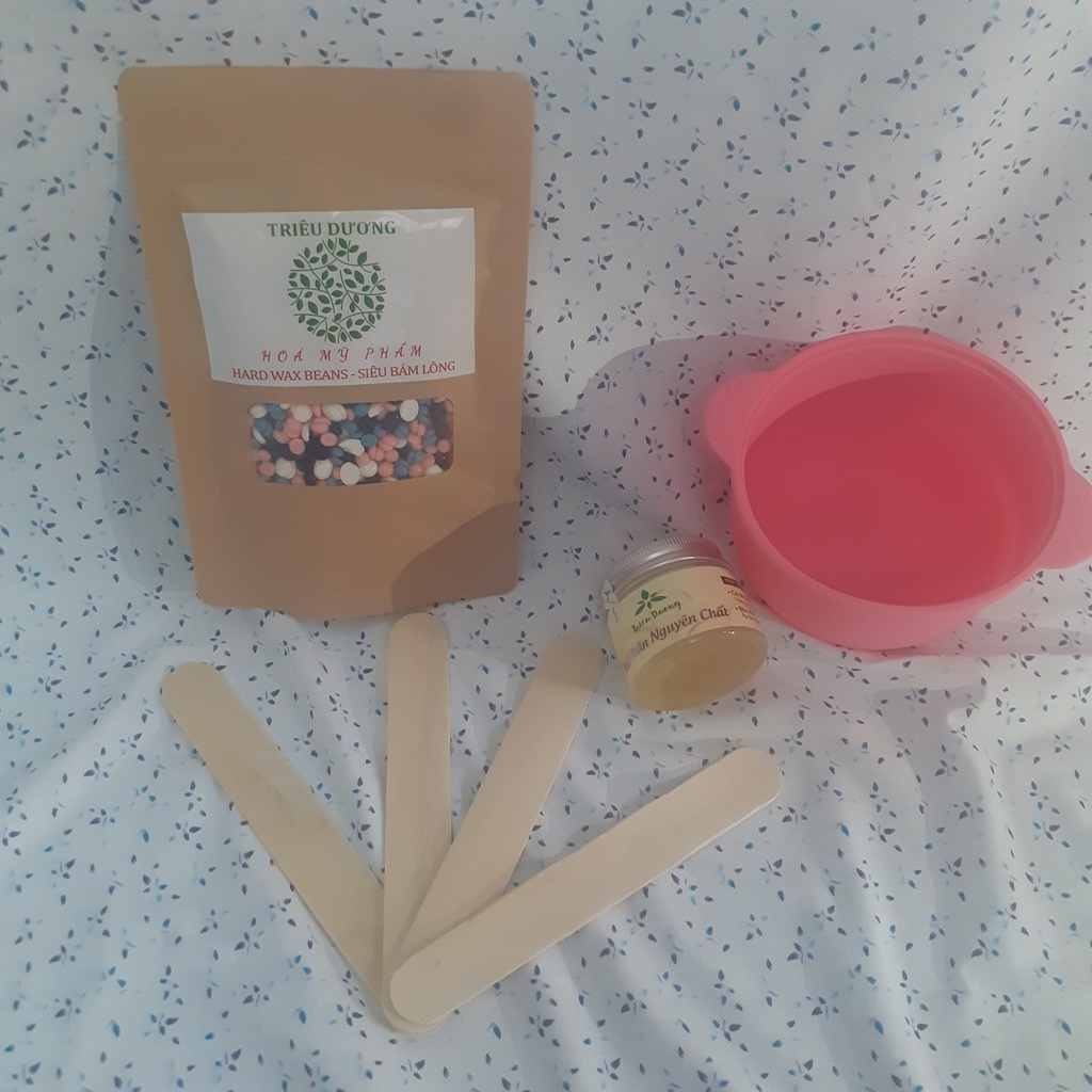 Set Wax: Chén (Bát) chống dính SILICON + Sáp bám lông màu TD + Mỡ trăn 50 (Tặng que lấy sáp)