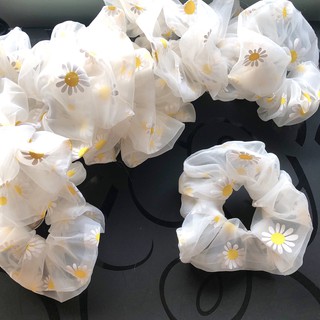 Cột tóc Scrunchies hoa cúc,dây buộc tóc vải Scunchies hoa cúc