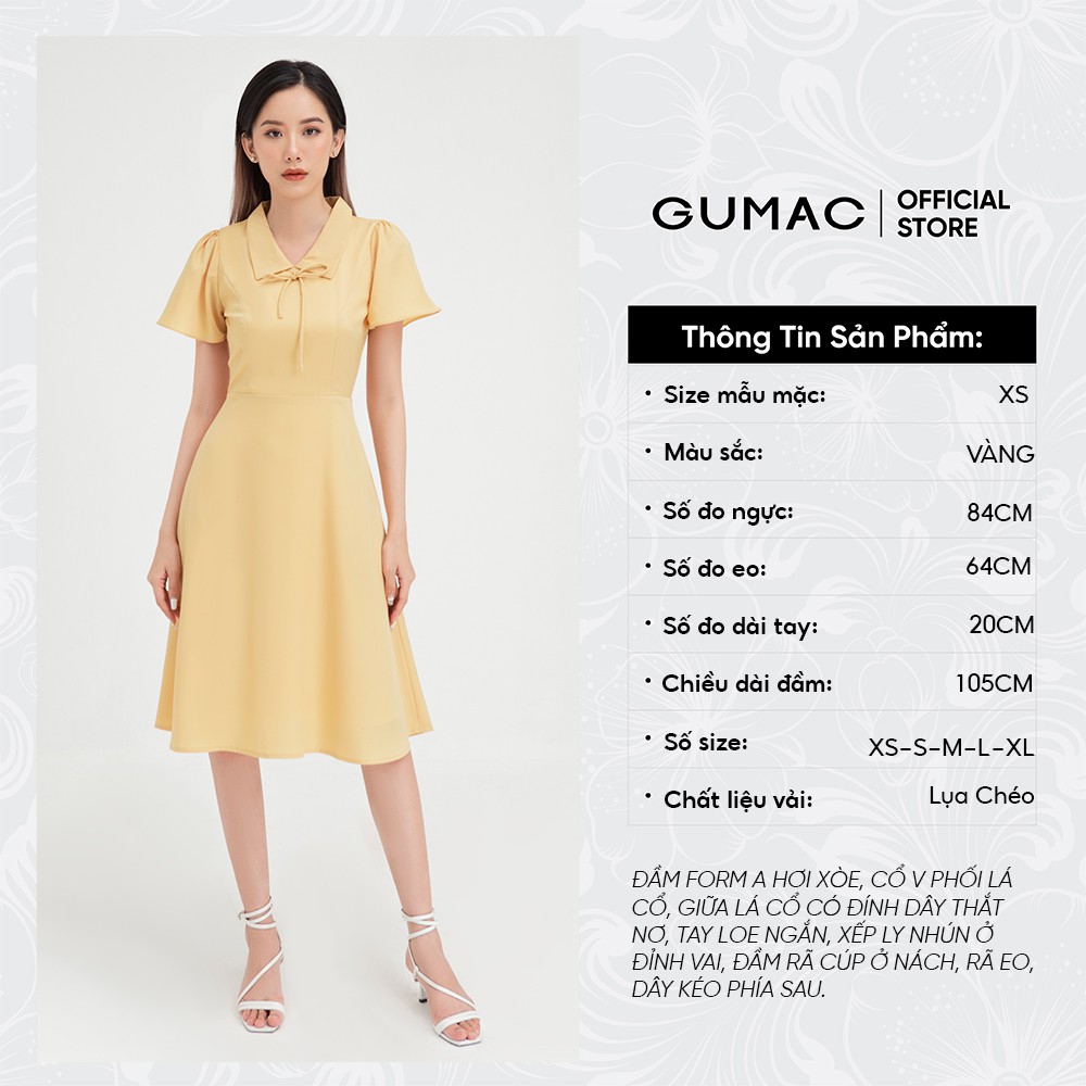 [Mã WABRGU55 giảm 12% đơn 99K] Đầm dáng ôm nữ tay ngắn phối nơ GUMAC thiết kế tiểu thư, nhiều màu DB409 | BigBuy360 - bigbuy360.vn