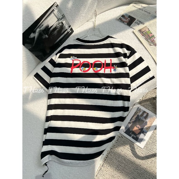 Áo phông kẻ gấu Pooh hàng QCL1