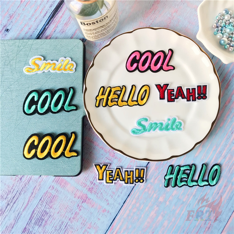 1 Miếng Dán Ủi Quần Áo Hình Hello / Cool / Yeah / Cười