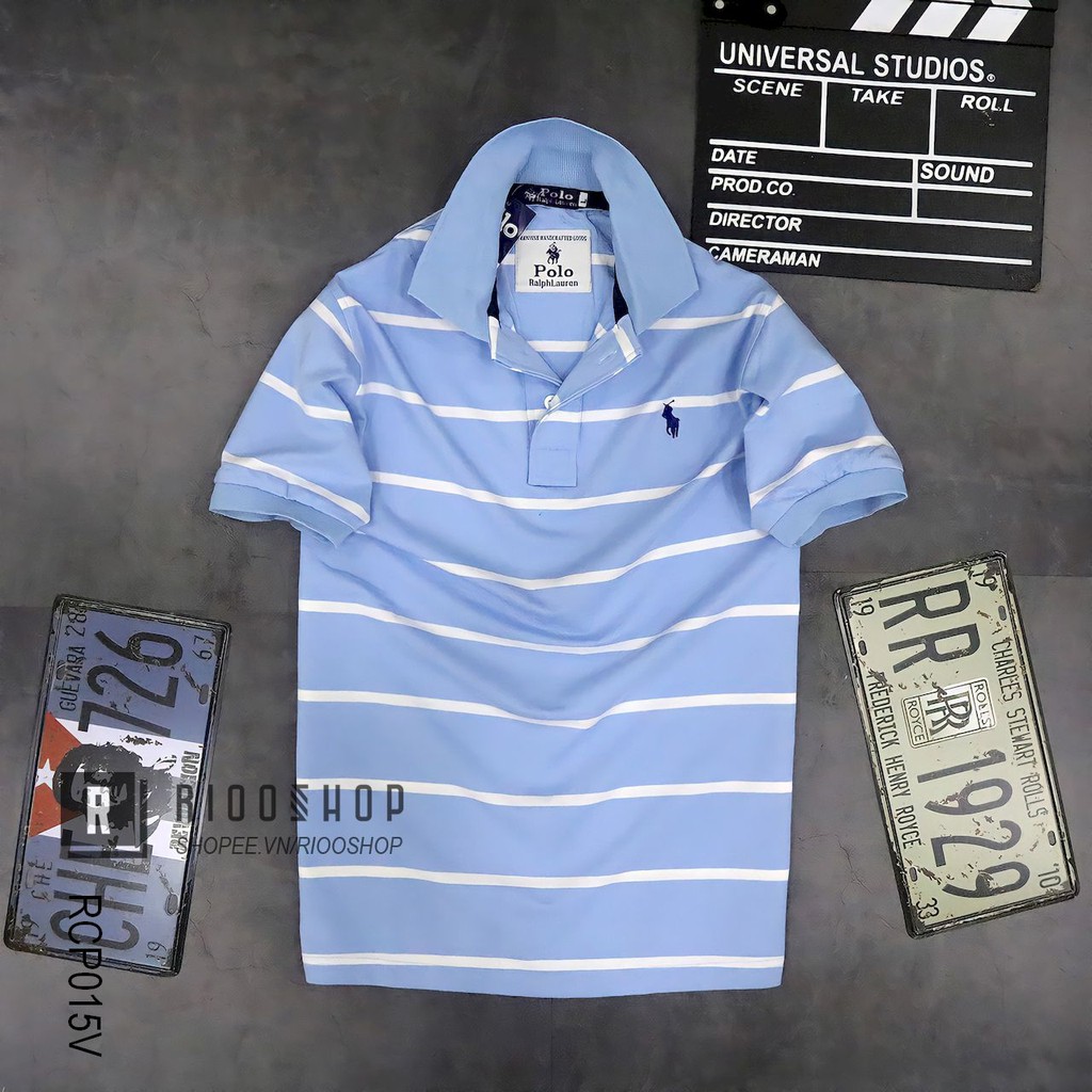 Áo thun nam có cổ sọc ngang RL cao cấp RCP015V - áo phông nam tay ngắn form rộng Riooshop | BigBuy360 - bigbuy360.vn