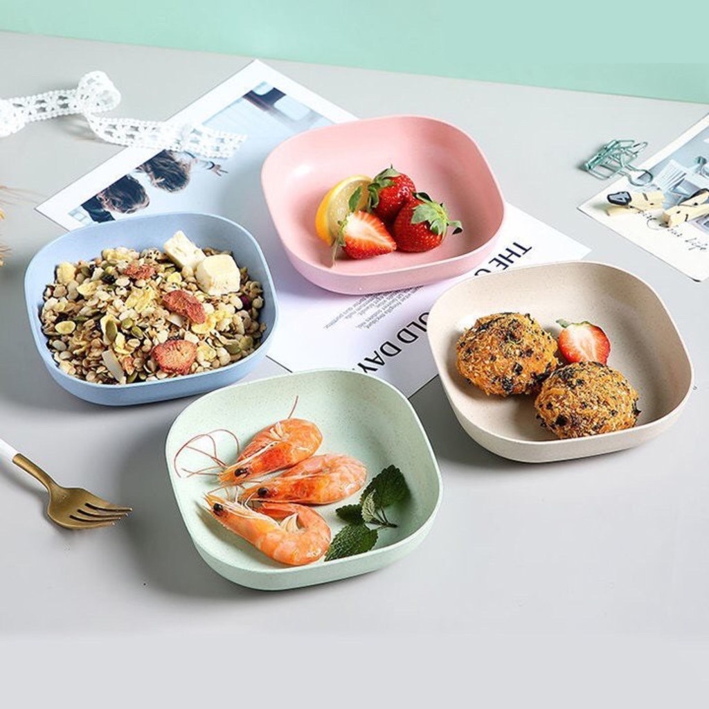 [Combo 8] Đĩa Lúa Mạch Vuông 15 Cm Chất Liệu Nhựa Lúa Mạch Sinh Học An Toàn Cho Sức Khoẻ