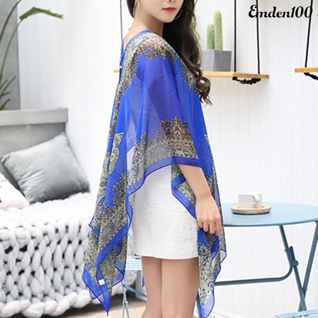 Khăn Choàng Dáng Rộng In Họa Tiết Độc Đáo Thời Trang Đi Biển Cho Nữ