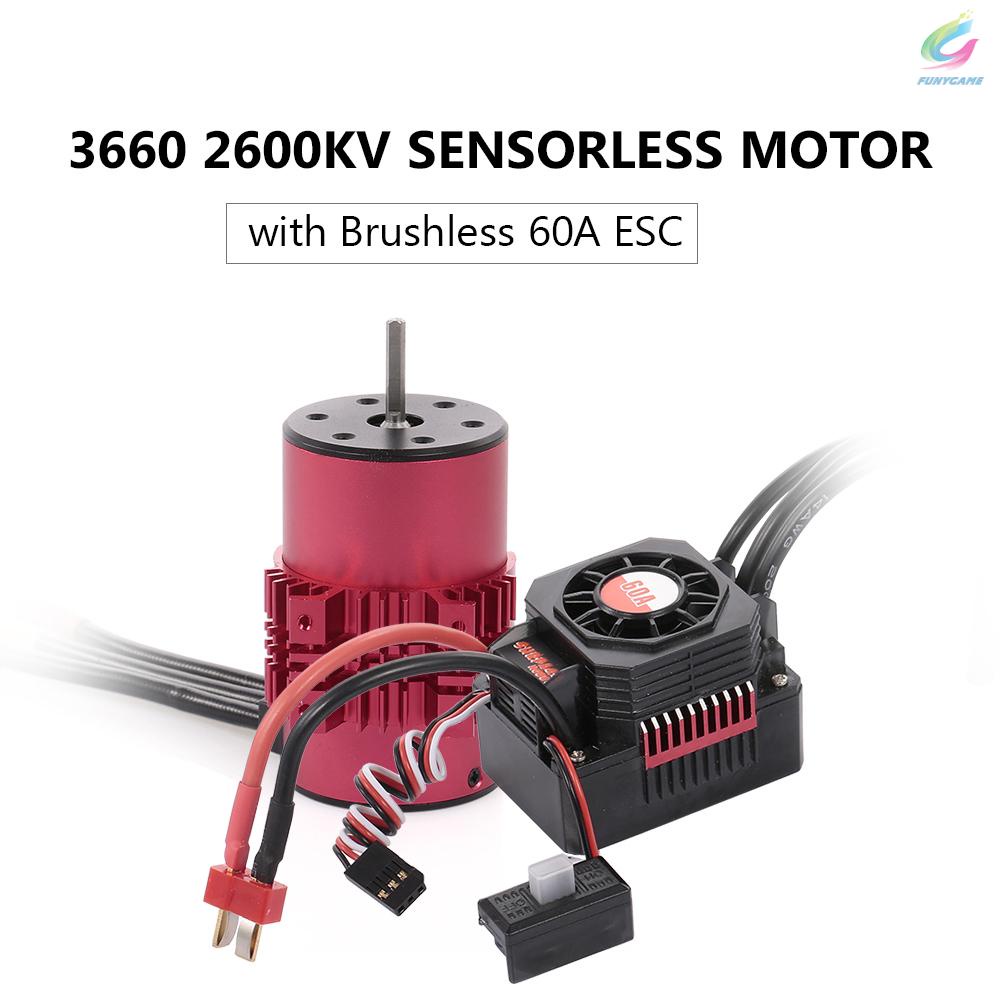 Động Cơ Không Chổi Than Surpass Hobby 3660 2600kv Kèm Bộ Tản Nhiệt Và Esc 60a Bec Cho Xe Điều Khiển Từ Xa 1 / 10 1 / 8