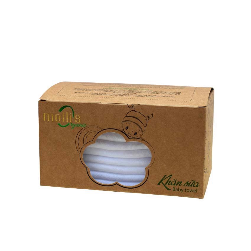 Khăn mặt xô sữa Mollis organic bông hữu cơ P777 1 khăn SULINA OFFICIAL