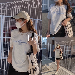Áo thun cotton cộc tay in chữ mom rich tkp130 lollie studio