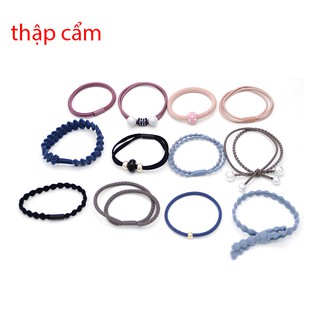 Sét 12 dây buộc tóc chun Hàn Quốc (không hộp)