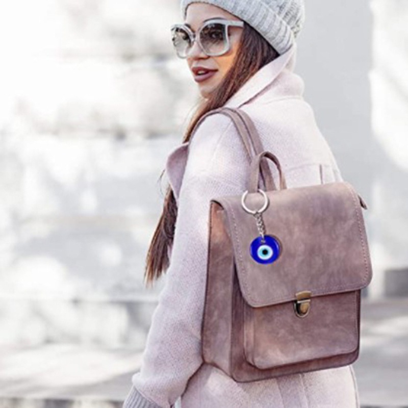 Móc Khóa Hình Đôi Mắt Quỷ May Mắn Màu Xanh Dương Hợp Thời Trang Cho Nam Và Nữ