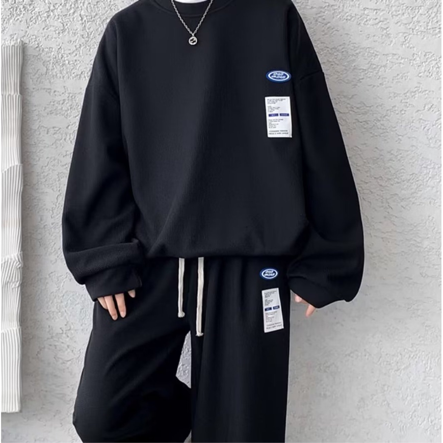 Set Áo Quần Màu Trơn đồ bộ nam Phong Cách Hàn Quốc bộ thể thao nữ Mới thời trang bộ quần áo nam Nữ