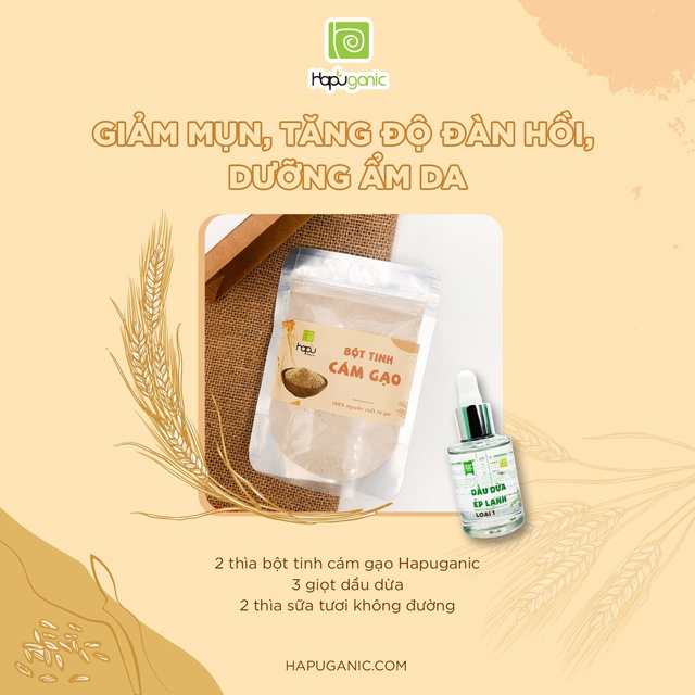 Bột Tinh Cám Gạo Nguyên Chất Hapu Organic trắng da