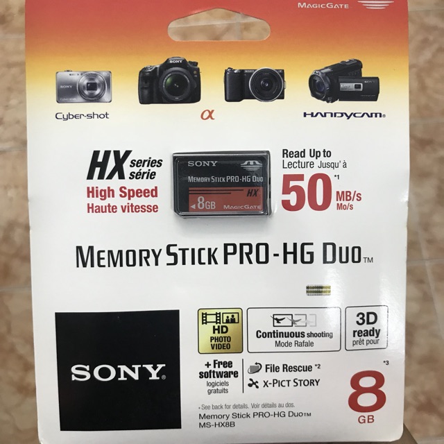 [Mã 159ELSALE hoàn 7% đơn 300K] Thẻ nhớ Memory Stick Pro HG Duo 8GB Sony , Bảo hành 60 tháng