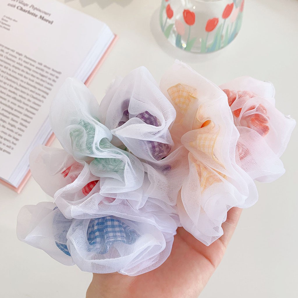 Dây buộc tóc vải Scrunchies Caro Mây CT60