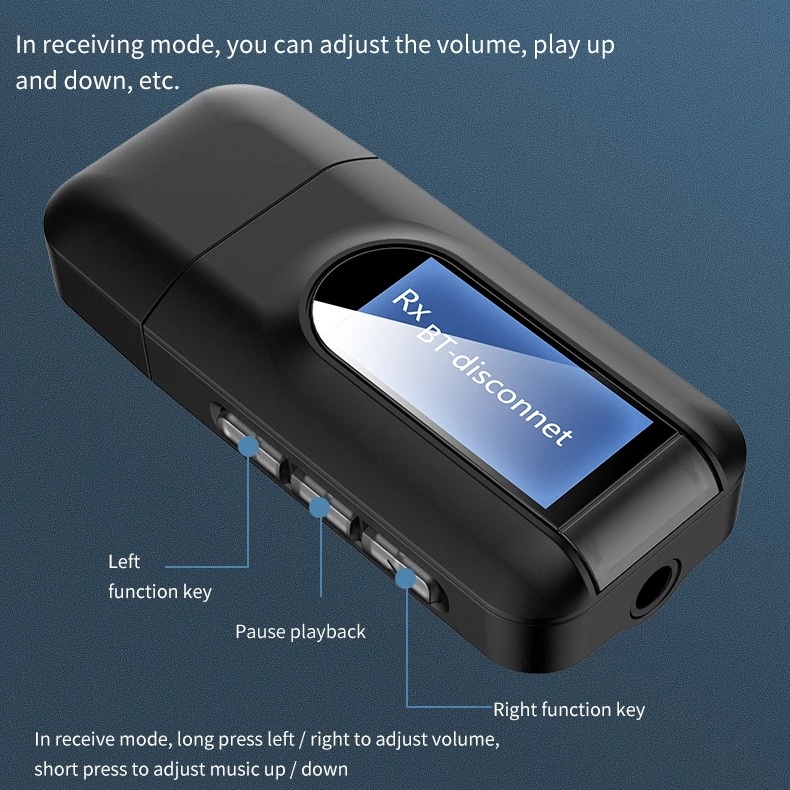 Usb Bluetooth 5.0 Không Dây Màn Hình LCD 2 Trong 1