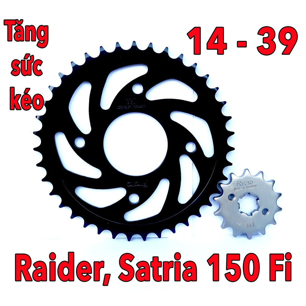 Nhông dĩa RECTO 14 - 39 tăng sức kéo cho Raider, Satria 150 Fi