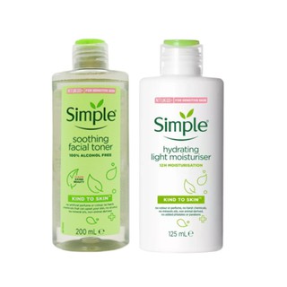 COMBO CÂN BẰNG, DƯỠNG ẨM SÂU SIMPLE (TONER 200ML + SỮA DƯỠNG 125ML) ( dollar cosmetics)