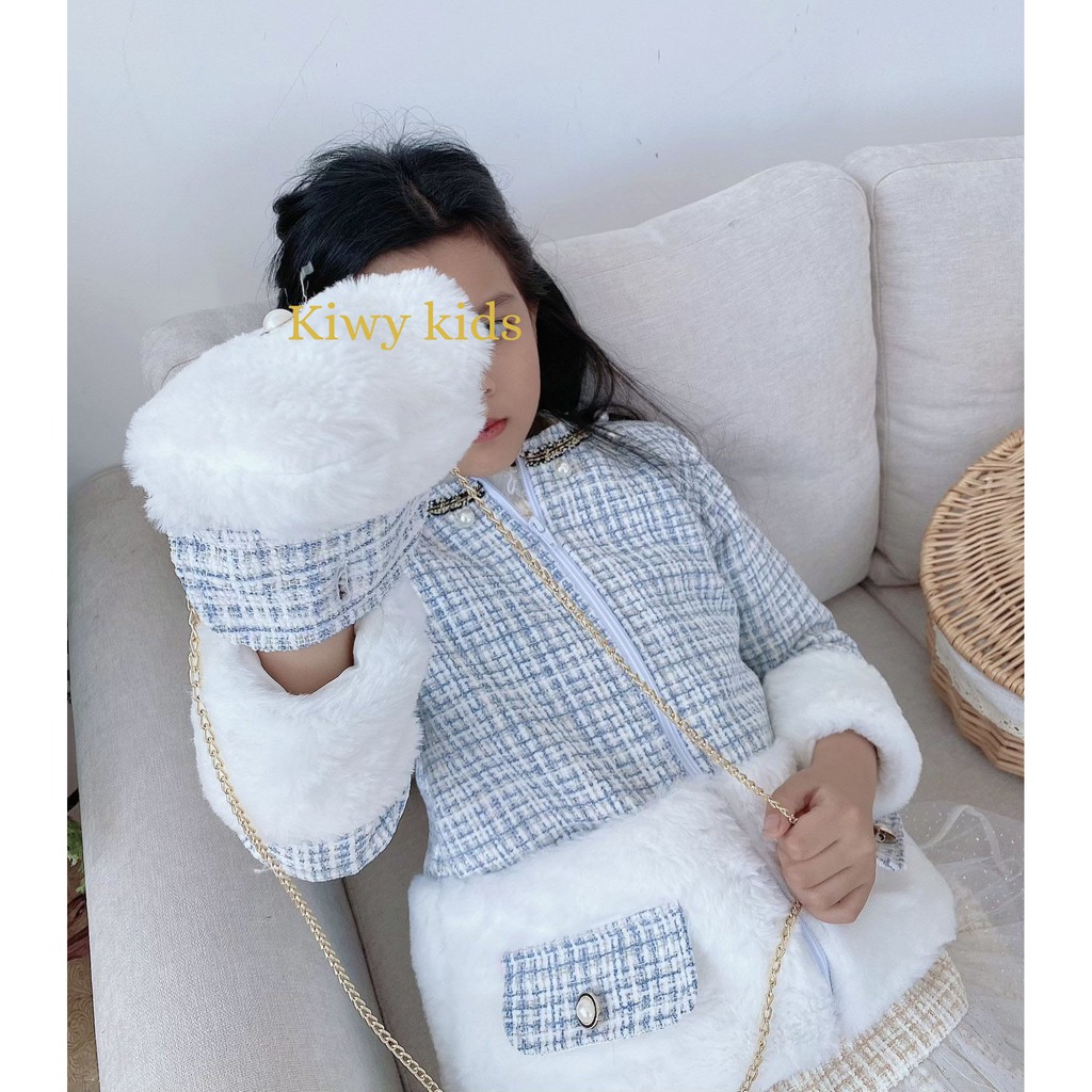 Áo khác dạ cho bé gái TWEED KIWY KIDS52 cho bé từ 1 đến 6 tuổi