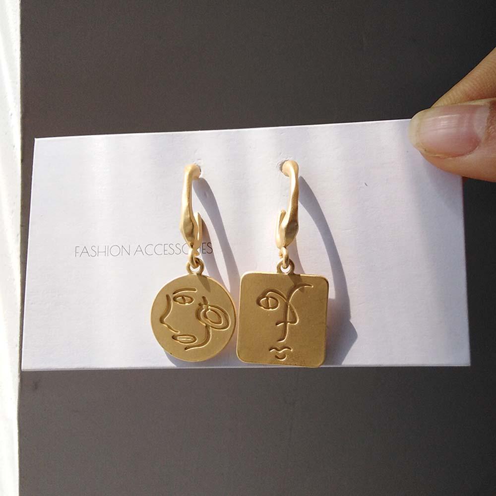 Khuyên Tai Kim Loại Hình Vuông Phong Cách Vintage Cá Tính