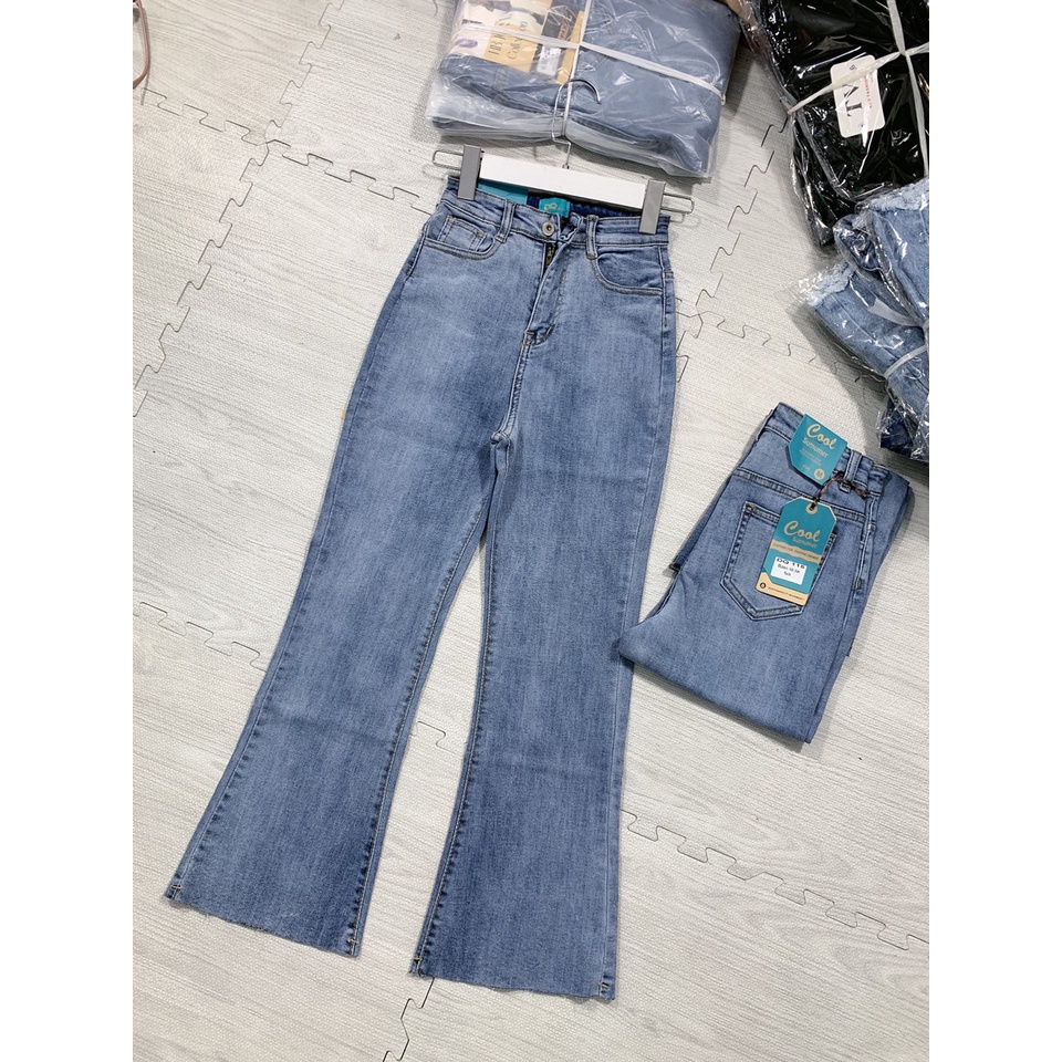 quần jeans nữ ống loe quần bò loe ống bass phom lỡ 88cm lai cắt chất co dãn mềm mại không ra màu