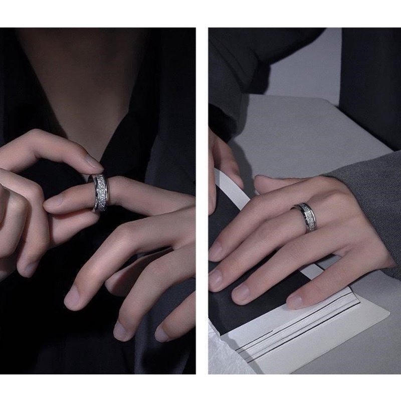 Nhẫn Thép Titan Vành Hình Cành Cây Thời Trang hip hop Đường Phố Dành Cho Nam Và Nữ