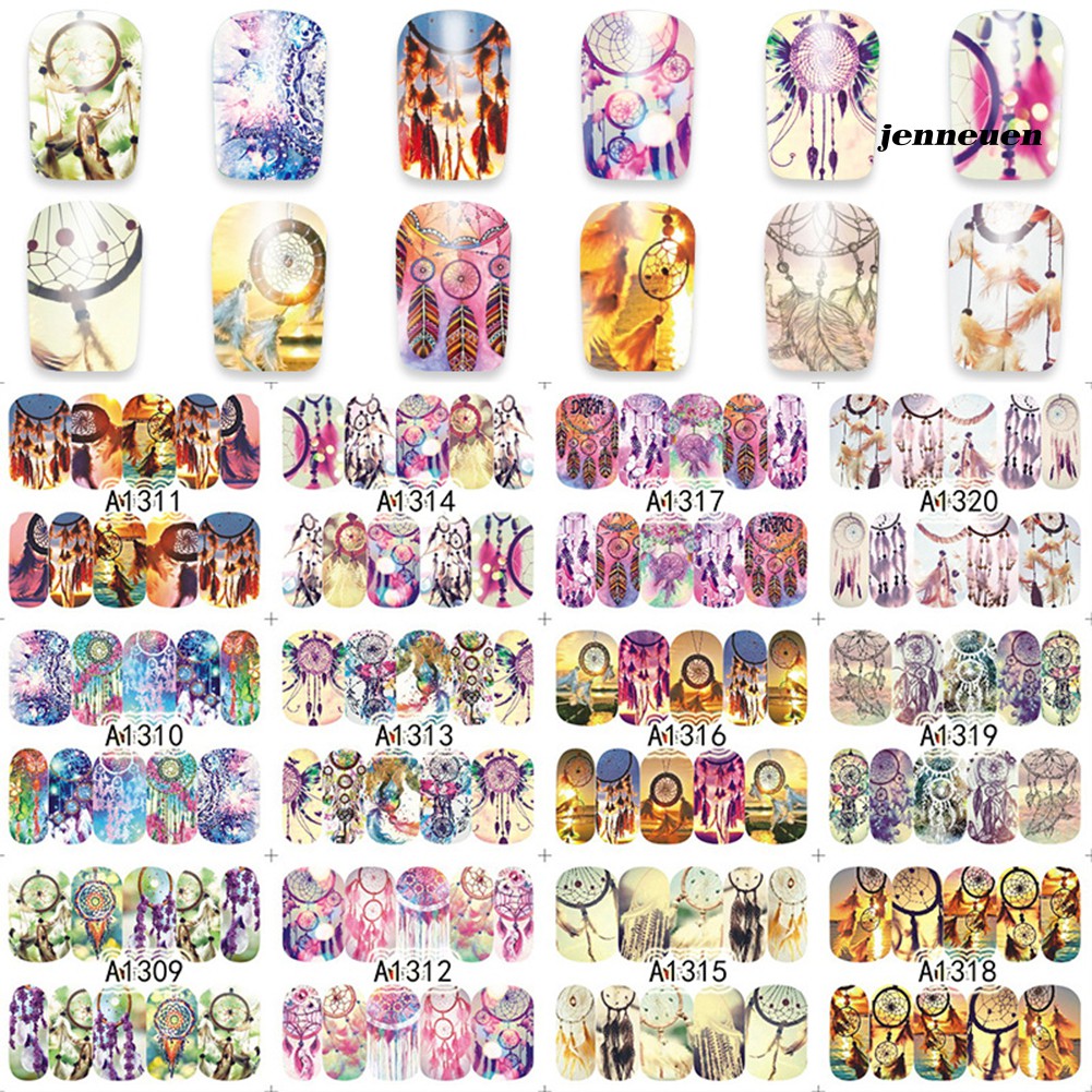 Set 12 Tấm Miếng Dán Trang Trí Móng Tay Không Độc Hại