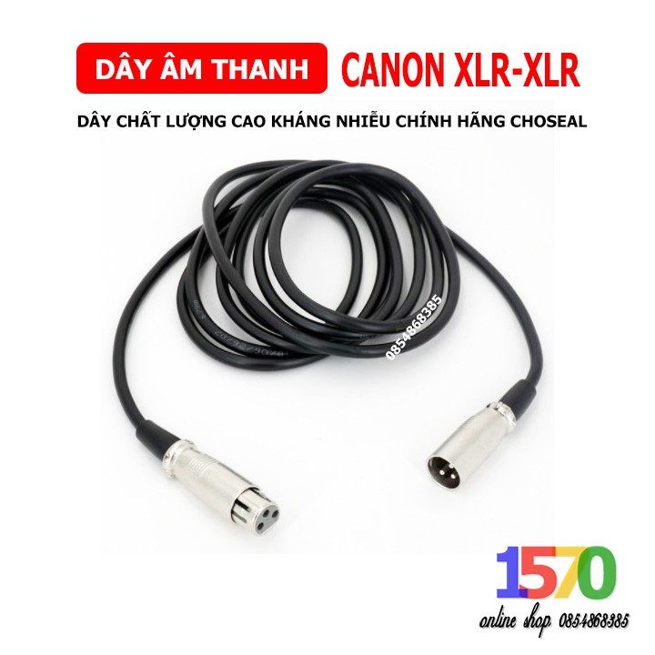 Dây tín hiệu âm thanh canon XLR-XLR Choseal 3m | Hàng chính hãng Choseal, kháng nhiễu hiệu quả