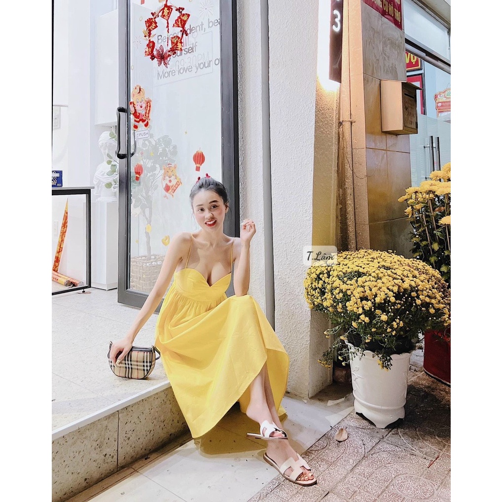Váy thô 2 dây baby doll 4 màuu Chun lưng Bầu Bì Mặc thoải mái ạ  Hàng Hot