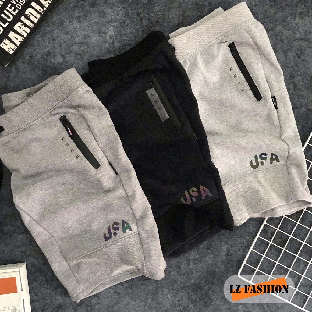 Quần short nỉ túi khóa kéo USA - PS116