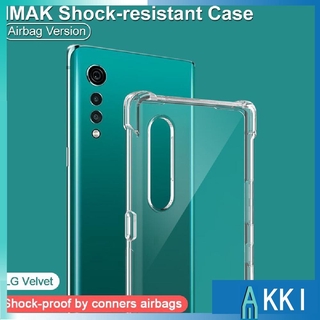 Imak Soft Silicone Shockproof Airbag Case for LG Velvet TPU Case Black Transparent Back Cover Case