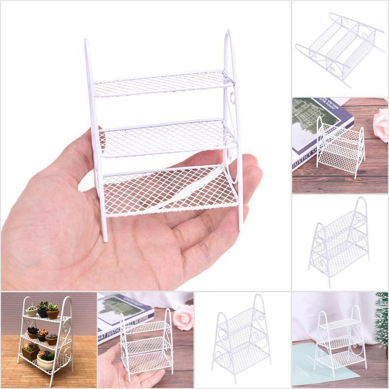 [HoMSI] 1Pc 1:12 Scale Dollhouse Mini Iron Shelf Flower Stand Doll House Decor Model Toy SUU