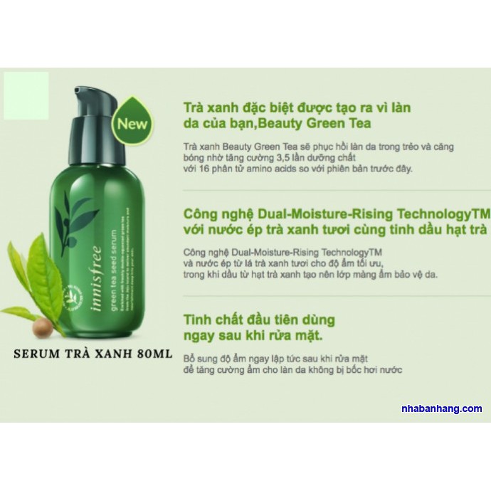 Serum Innisfree - Tinh chất dưỡng ẩm, phục hồi da mụn Green Tea Seed Trà Xanh 80ml PM30