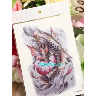 Hình Xăm Cá Chép Hóa Rồng Dán Bắp Tay - KT 15x21cm
