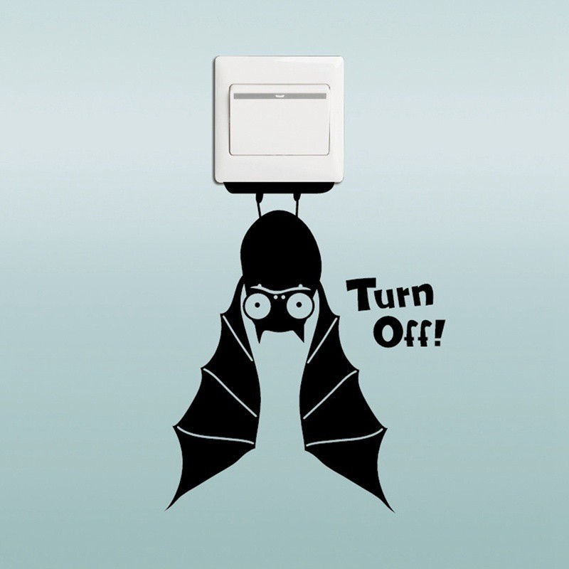 Nhãn dán tường hình chú dơi đáng yêu phong cách Halloween độc đáo