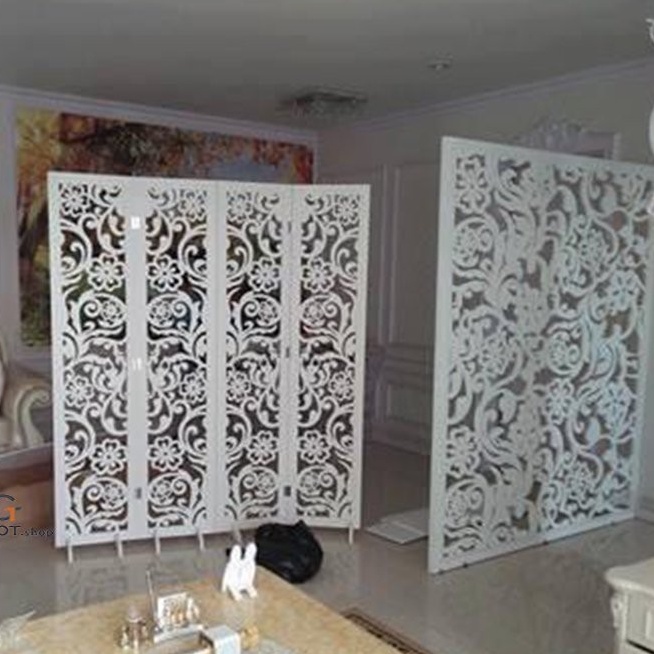 Bình phong vách ngăn họa tiết hình hoa chồi GTS304 cao cấp bằng gỗ CNC chống mối,mọt/ Giá bán 1 tấm