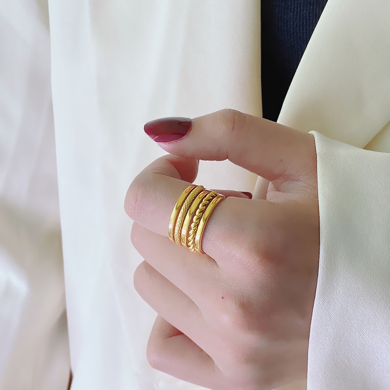 Nhẫn Đeo Tay Kim Loại Mạ Vàng 18k Thời Trang Cho Nữ
