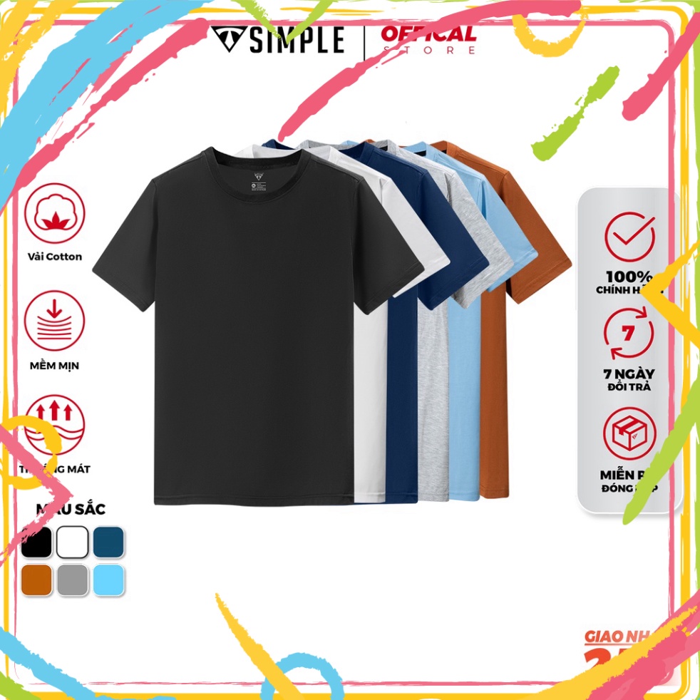 Áo Thun Nam Cổ Tròn TSIMPLE vải Cotton co giãn dày dặn phông trơn basic tay ngắn nhiều màu