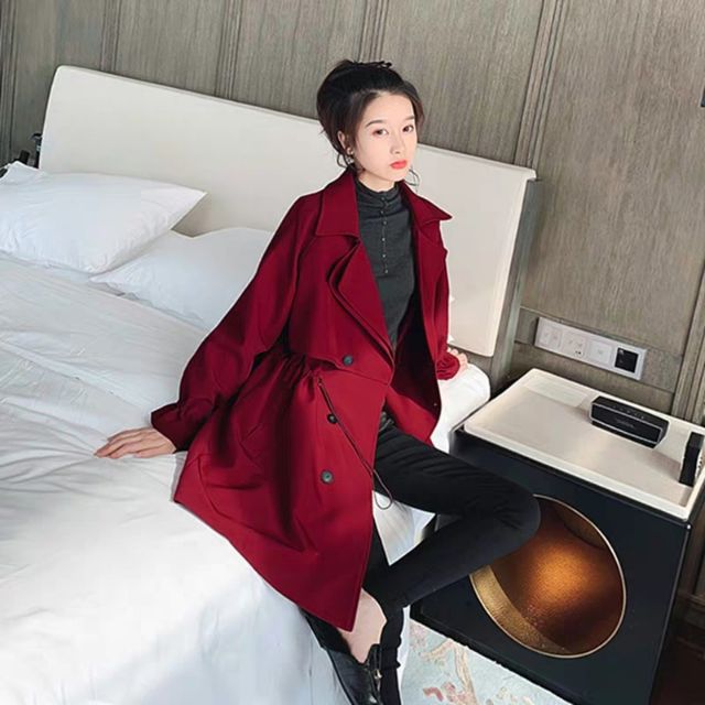 [ CÓ HÌNH THẬT] ÁO KHOÁC KAKI NỮ dáng dài thu đông cổ kép dễ thương