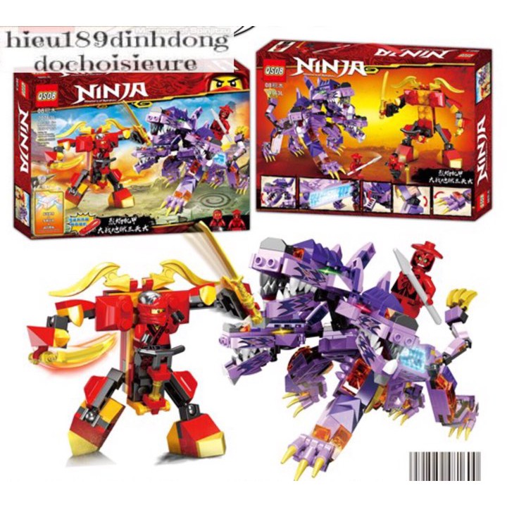 Lắp ráp xếp hình Lego ninjago 70763L : robot Kai đại chiến chó sói bóng đêm 3 đầu (ảnh thật)