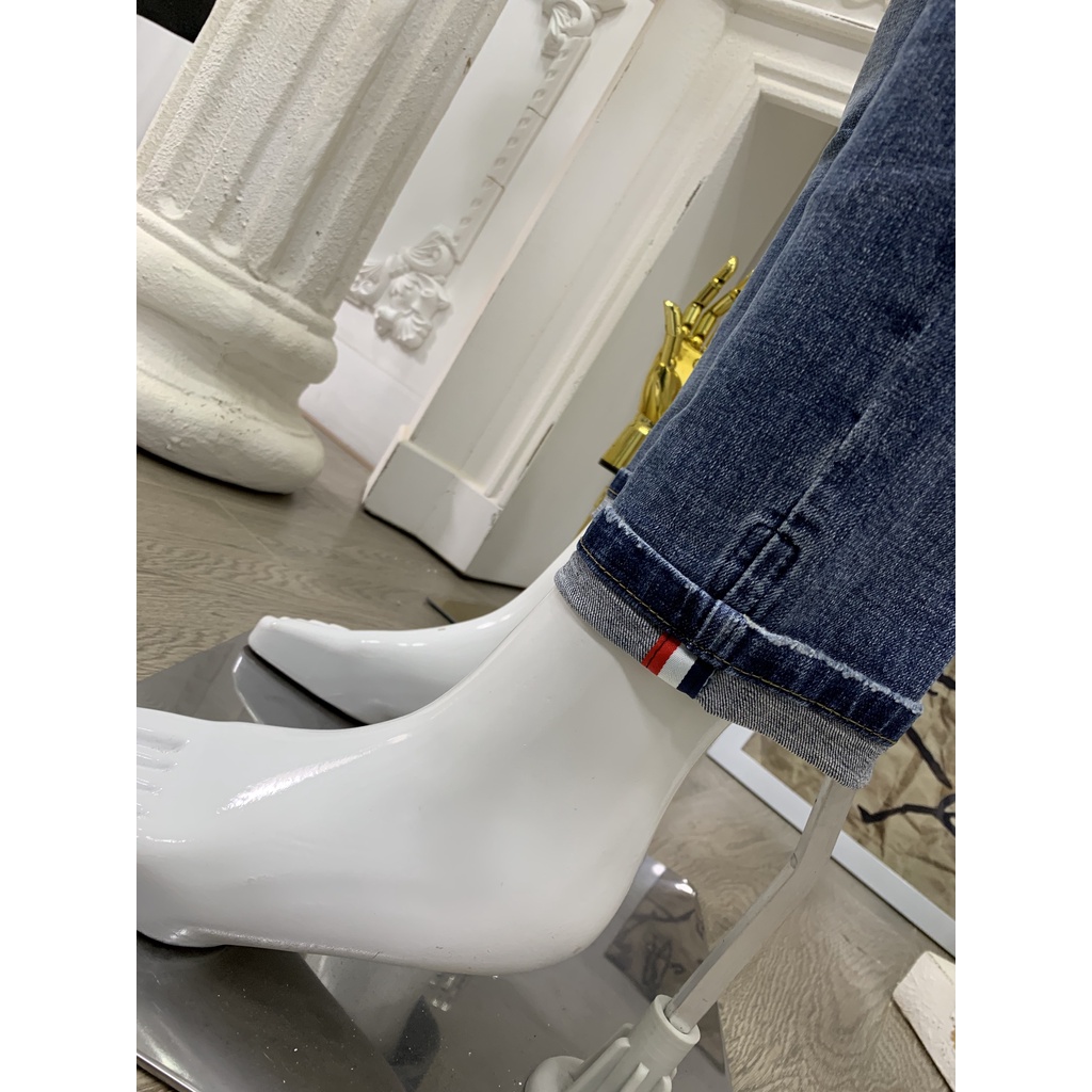 Quần bò nam Thom xanh mài cào nhẹ viền ống trong , Quần Jeans nam thời trang ống côn cao cấp sành điệu , Jean MÃ LF779