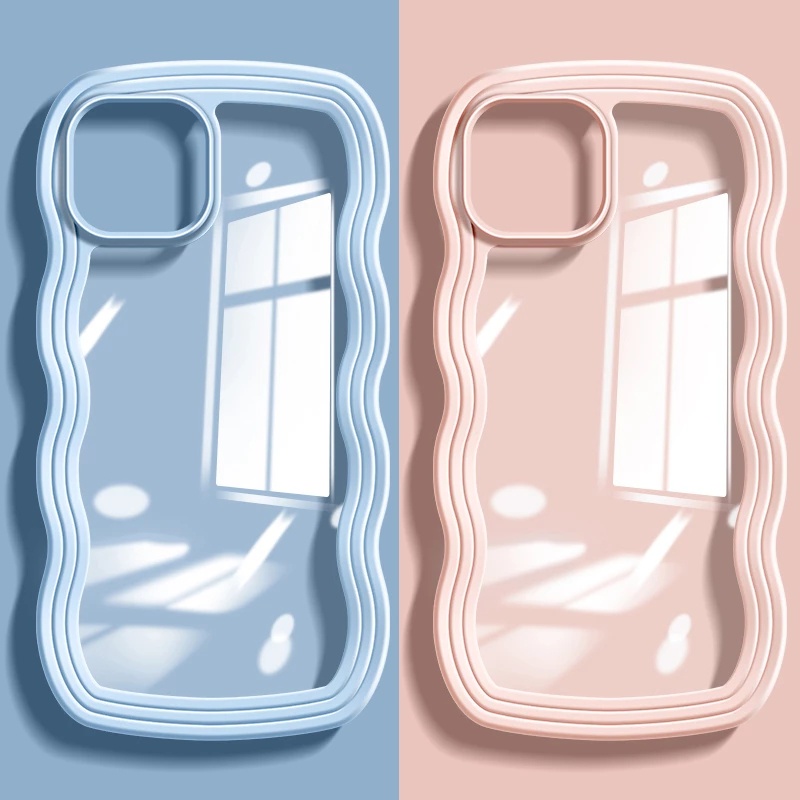 Ốp Điện Thoại Chống Sốc Màu Macaron Viền Gợn Sóng Cho IPhone 14 pro max 13 12 11 Pro Max 8 7 Plus X XS XR