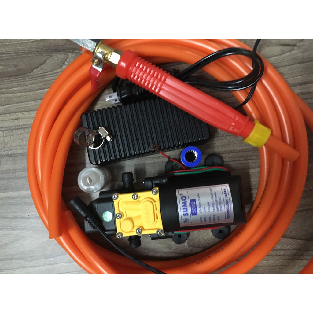 Bộ máy rửa xe mini 12V công suất 5L - bộ máy bơm mini 12v sumo
